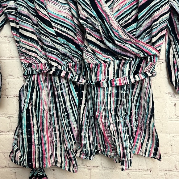 Lane Bryant Faux Wrap Striped Blouse - Picture 3 of 11